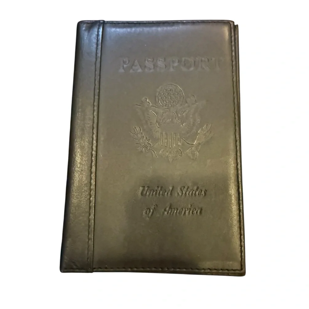 Black Leather Passport Travel Holder